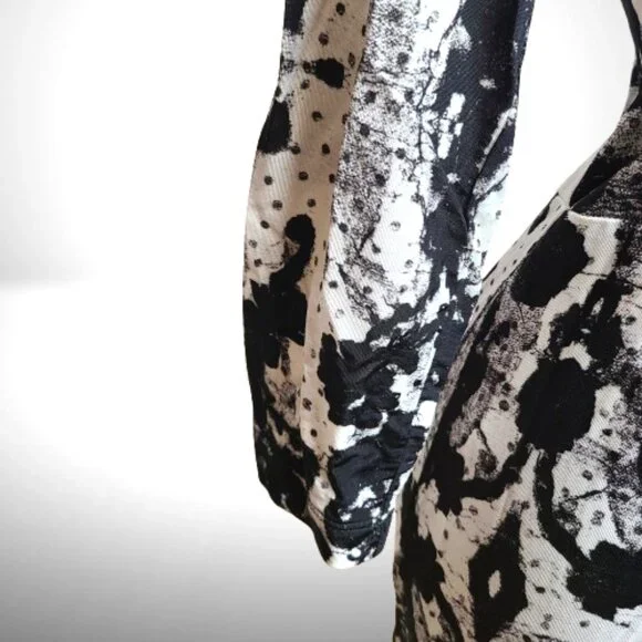 Just Cavalli Dress NWT IT 46 US 12 Black White Abstract Print Bodycon - Picture 3 of 12